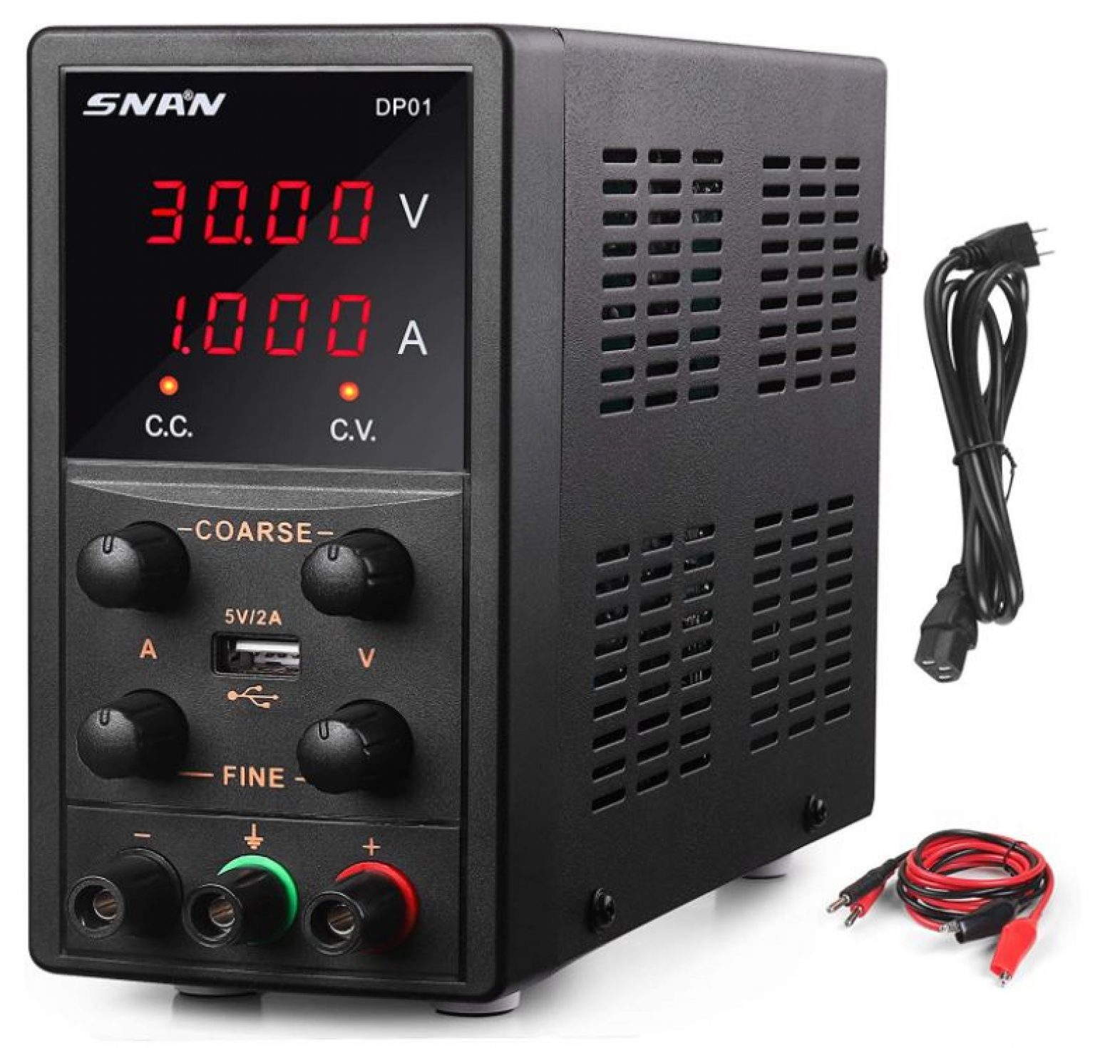NANKADF Labornetzteil 0-30V / 0-5A – Regelbar Mit LED, USB-Schnellladung, OC/OV-Schutz, Schwarz