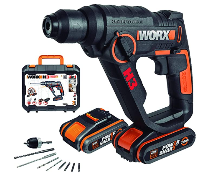 WORX WX390.1 Bohrhammer SDS-plus – 20V Bohrmaschine mit pneumatischem Hammerwerk für nur 114,99€ als Prime-Deal