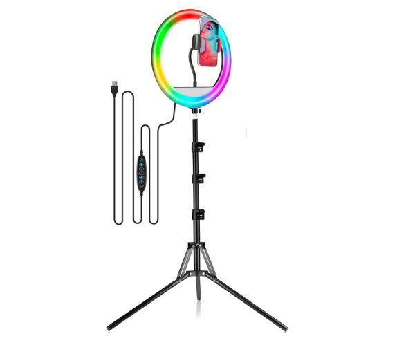 LAVKOW 12″ RGB Selfie Ringlicht mit Stativ für 15,99€