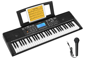 Donner Keyboard mit 61 Tasten, Notenständer und Mikrofon für 60€