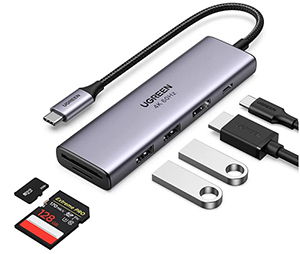 UGREEN 6-in-1 USB C Hub (4K 60Hz, 100W PD, HDMI, SD/TF, 2 USB 3.0) für nur 28,59€