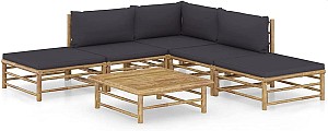Festnight Gartenloungemöbel Set für die Terrasse (aus Bambus, 6-tlg.) für 455,99€