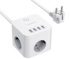 RAMPOW Steckdosenwürfel mit 4x USB und 3x Schuko-Steckdose für 17,76€