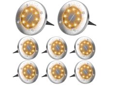 8er Set CPROSP Solar Bodenleuchten für 13,99€