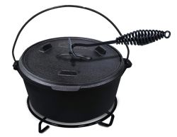 ACTIVA BBQ Gusseisen Dutch Oven Topf 6 Liter (Ø 31 cm)- inkl. Deckel mit Henkel und Schürhaken nur 24€