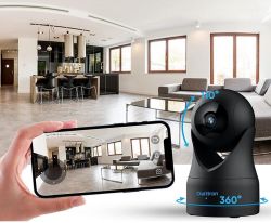 Owltron 1080P Überwachungskamera innen, 360° WLAN Kamera, Nachtsicht für 27,99€