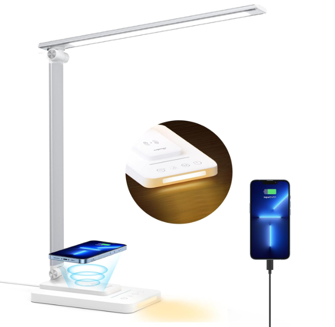 Sympa Metall LED-Schreibtischlampe mit 5 Farbmodi und Wireless Charger für 14,29€ bei Prime inkl. Versand