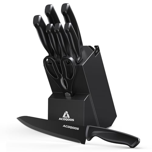 Top Deal: ACOQOOS 10-teiliges Messerset mit integriertem Schärfer für 19,99€ statt 39,99€